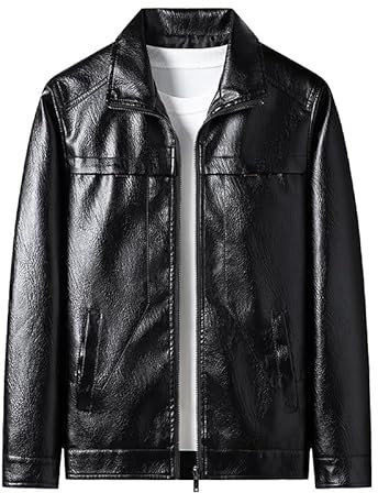 Lay U Home L'outillage en Cuir pour Hommes Plus de Graisse, Plus la Taille de Veste en Cuir Hommes