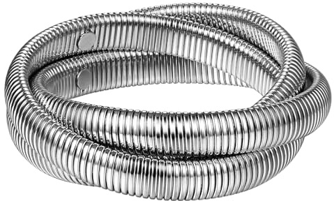 JewelryWe Schlangen Armreif Damen Elastisch: Edelstahl Stretch Armband Elastisch Schlangenarmband Manschette Armspange für Frauen Mädchen 8/10/12/20mm Breite Gold/Silber
