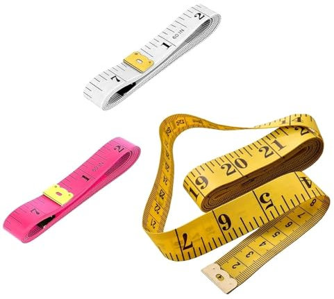 3 Stück Maßbänder zum Nähen, Schneidermaßband Doppelseitige Measuring Tape Flexible Bandmaß Massband Schneider Mit Knopf Umfangmaßband Für Haushalte Handwerker Schneider