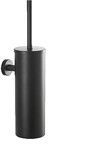 SUS304 Ensemble brosse WC murale et support avec brosse à récurer douce sans rayures, nettoyant et base pour le rangement et l'organisation Noir (Blanc : noir)