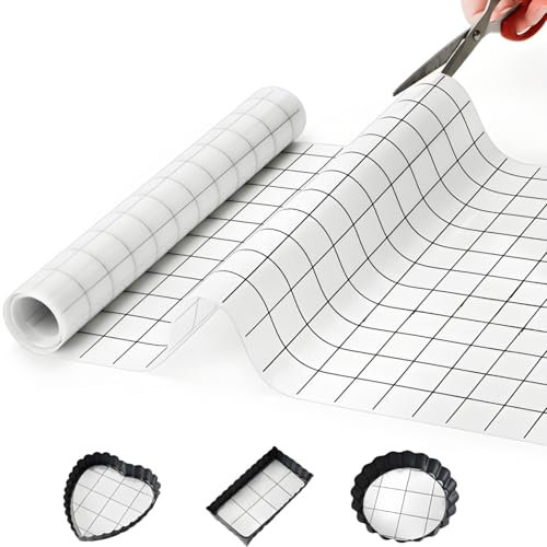 Covzoe 12 In x 8 FT Silicone Baking Mat Roll, Non-Stick Grid Pastry Mat Free Cutting, Heat Resistant Food Grade Counter Mat, Air Fryer Liner for Pizza, biscuit, Pie Crust