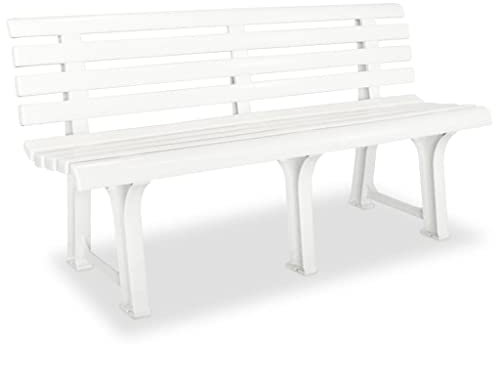 Myheimly Gartenbank Kunststoff Parkbank Sitzbank Outdoor Bank Gartenmöbel 145,5 cm Kunststoff Weiß
