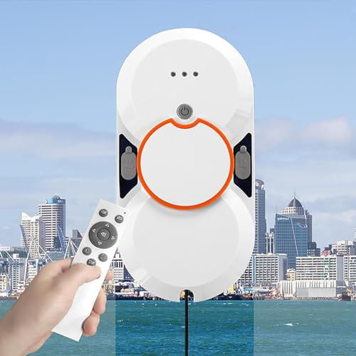 Soflightmok Smart Window Robot Cleaner, 5600pa Automatic Glass Cleaning Robotic,Window Cleaning Robot Washer With Remote Control/70mm Ultra-Thin Body-For Tiles/Window/Mirror,White