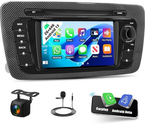 Zomolither 2G+64G Android 13 Car Stereo for Seat Ibiza 2006-2013 with Wireless Carplay Android Auto, 6.2 Inch Car Radio 2 Din Bluetooth GPS/WiFi/FM/RDS/EQ/SWC＋Reversing Camera
