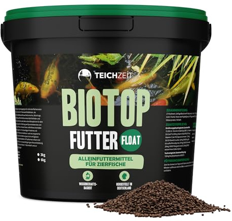 Teichzeit Biotop Futter Float | Fischfutter für Teichfische | Schwimmendes Teichfutter | Futter für Gartenteich Fische | 6kg