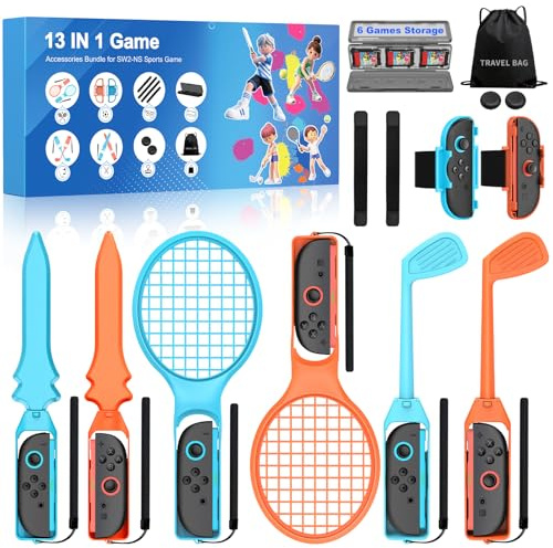 Switch 2 Sports Zubehör Set, Switch Sports Mega-Set (13-in-1) - Perfekte Familien-Partyspiele mit interaktivem Spielespaß | Inkl. Tragetasche & Zubehör für Sportparty | Kompatibel mit Switch 2 Konsole
