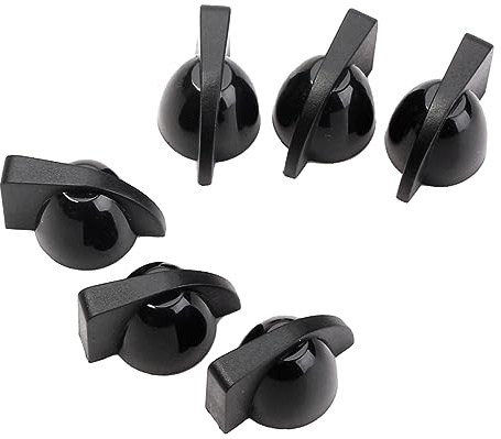 Schwarze Pedalknöpfe für Gitarrenverstärker und Effektpedale | Kunststoff, 6 Stück-pack, mit Erhöhter Kopfpartie, Ersatzteil zum Austauschen und Anpassen