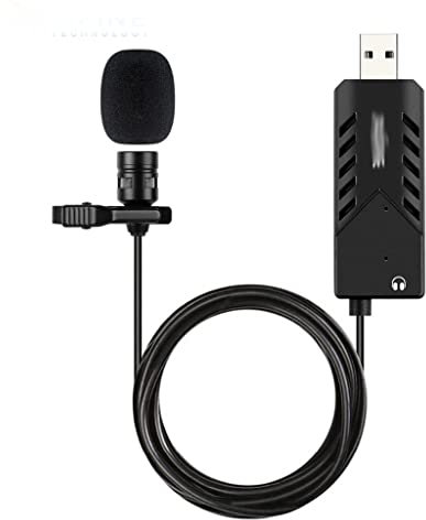 ABBNIA Micrófono de Condensador cardioide con Clip de Solapa para computadora, micrófono USB con Tarjeta de Sonido para PC