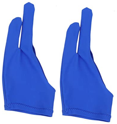 WEKAMOS Two Finger Artist Gloves 2pcs Blue Curved Drawing Gloves for Sketching Suitable for Painters Designers Medium Size