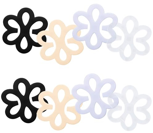 8pcs Attache Bretelle Soutien Gorge, 4 Couleurs Différentes Antidérapantes Adaptées aux Chemises et Hauts de Sport (Style Fleuri)