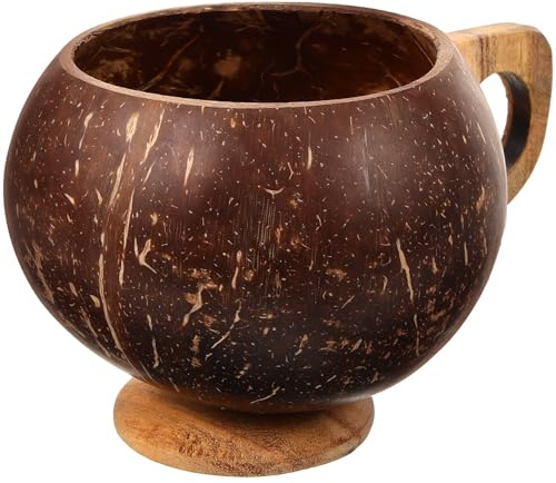 Stakee 1pc Coconut Cup Coconuts Drinking for Cocktail Goblet Cups Hawaiian Party Cups Wine Cups Teacup Water Glasses Coconuts-shell with High Foot Glasses