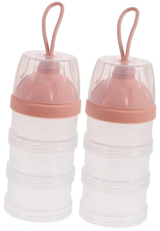 CONGARTENO 2 Stück Milchpulver Portionierer Milchpulver Aufbewahrungsbox Stapelbar Auslaufsicher Reise Babybrei Behälter Luftdicht Babyflaschen Zubehör Rosa