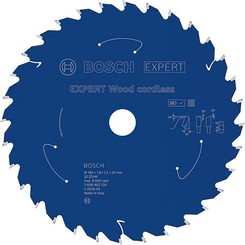 Bosch 1x EXPERT Wood cordless Kreissägeblatt für Handkreissägen (für Weichholz, Hartholz, Ø mm, Professional Zubehör Akku-Handkreissägen)
