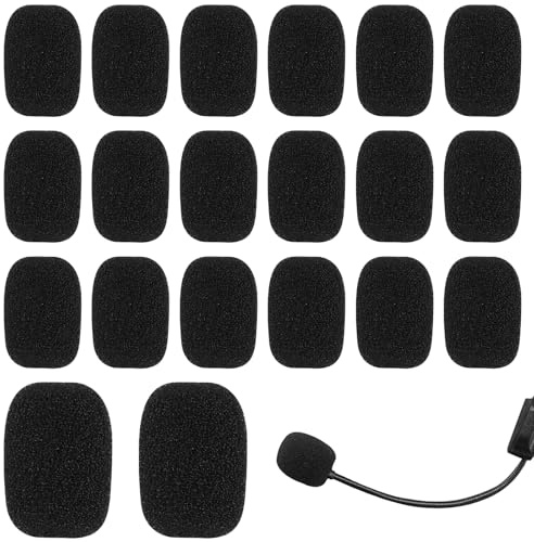 20 Stück Mikrofon Windschutz, Schaumstoff Windschutzscheibe, Mini Mikrofon Geräuschfilter, Ideal für Unterricht, Bühnenperformance und Online Meetings, 8×23×30mm (Schwarz)