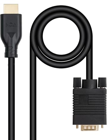 NANOCABLE 10.15.4602 - Cable conversor VGA/M a HDMI/M, Negro, 1.8m