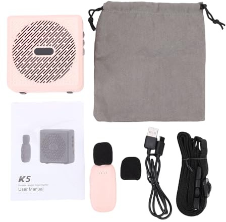 Amplificador de voz Bluetooth, mini micrófono Lavalier inalámbrico portátil con altavoz, megáfono Bullhorn recargable para aula, reuniones, yoga, entrenamiento, guías turísticos