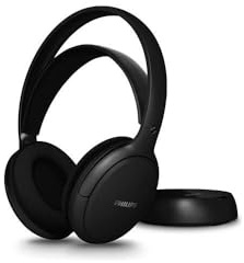 Philips SHD6000BK - Cuffie TV con batteria da 30 ore, portata di 30 m, connessione digitale a 2,4 GHz, batteria sostituibile, ingressi ottici e 3,5 mm, comfort over-ear, colore: nero