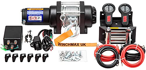 WINCHMAX 3,000lb (1,361kg) Military Grade 12v Electric Winch. 15.5m x 5mm Steel Rope. 1/4 Inch Clevis Hook.