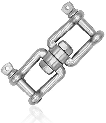 everlar® Edelstahl Drehwirbel I 8mm L, BS 1650Kg I Bequemes & sicheres Drehen & Befestigen von Hängesessel, Boxsack, Schwenkgrill, Schaukel u.v.a. I Hochfest & Wetterbeständig