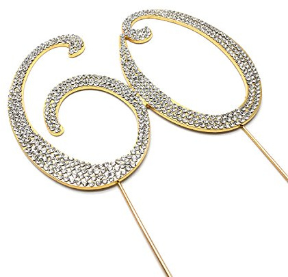 World of Sparkles 12cm Curly Cake Toppers with Clear Diamante Rhinestones Diamonds with Gold Base for Anniversary, Birthday Kids Children Adults Party Shows Functions