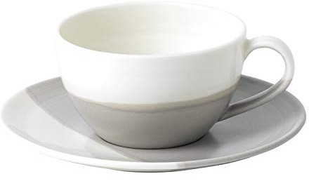 Royal Doulton 40032779 Coffee Studio Cappuccino Cup & Saucer, 275ml, Porcelain, 9 Fluid_Ounces, Grey