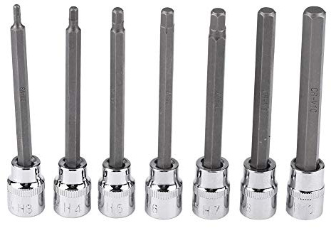 Estink 7 Teilig Steckschlüssel-Set, Langes Innensechskant Satz, Steckschlüssel Adaptersatz, extra lang, 3 mm, 4 mm, 5 mm, 6 mm, 7 mm, 8 mm, 10 mm