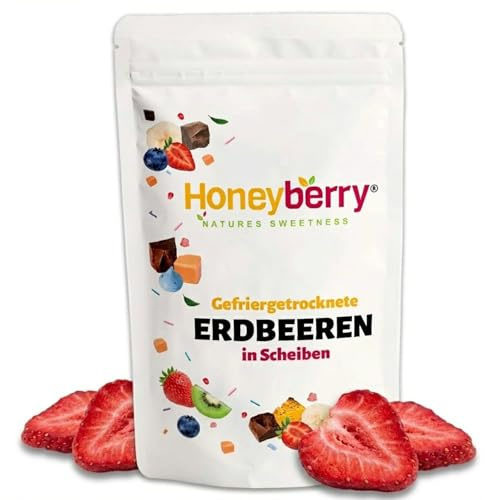 Fresas Liofilizadas en Rodajas 100g — Láminas de Fresa Liofilizada — Fruta Liofilizada sin Azúcar — Fresas Deshidratadas — Para Repostería, Decoración, Snack, Muesli y Postres