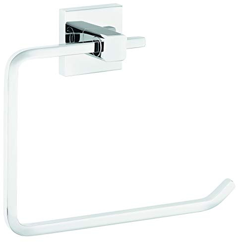 tesa DELUXXE Handtuchring, verchromt - Handtuchhalter-Ring eckig - zur Wandbefestigung ohne Bohren, inkl. Klebelösung - 185mm x 156mm x 45mm