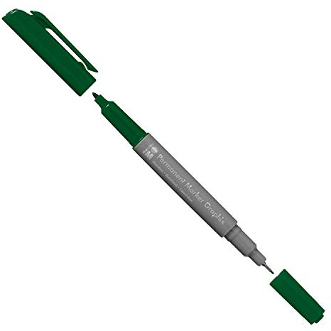 Marabu 01470003068 - Permanent Marker Graphix in Dunkelgrün, mit Doppelspitze 1-2 mm und 0,5 mm, brillante Farben, schnelltrocknende, alkoholbasierte Tinte, geruchsarm und wasserfest
