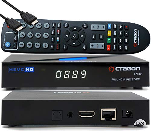 OCTAGON SX889 HD H.265 IP HEVC Set-Top Box – Récepteur IPTV intelligent, lecteur de cartes, serveur multimédia, DLNA, YouTube, radio Web, application iOS & Android, USB PVR, câble HDMI gratuit