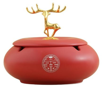 Aschenbecher Windaschenbecher Achenbecher Ornamente Ceramic Aschenbecher Büro Home Aschenbecher Europäischer Hirsch/Runde Aschenbecher-Rot] [Long Hirsch