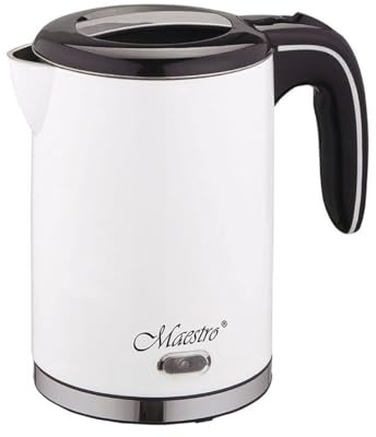 Maestro MR-030 bollitore elettrico in acciaio inox, 1,2 l, 1500 W (bianco)