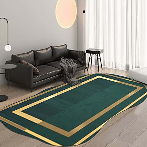 Klassischer Orientteppich, Geometrische Phnom Penh Smaragdgrün Dunkelgrünes Spleißen Kurzflor Waschbarer Anti-Rutsch Ornamente Muster Teppich 180 x 180 cm