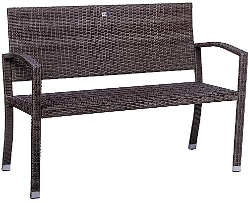 STILISTA 2-Sitzer Gartenbank aus UV-beständigem Polyrattan-Geflecht 122 x 52 x 89 cm, grau