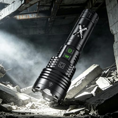 Rechargeable Led Flashlights 5800.000 High Lumens,Super Bright Flashlight True,Powerful Tactical Flashlight Up to 24H Long Battery Life Zoomable 6 Light Modes IP67 Water Resistant for Home Camping