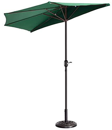 RTYUIO 2.7M/3.0M Half Outdoor Parasol with Crank, Half Round Umbrella, UV Protection, Garden, Outdoor and Patio Parasol, Non-tilting Parasol, for Outdoor, Garden, Patio, Beach