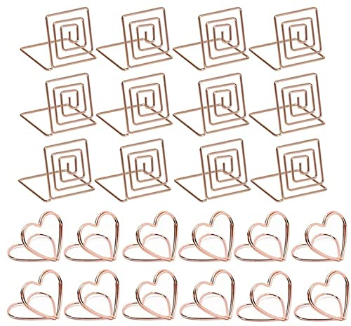 Tischkartenhalter 24 Stück Fotohalter Tischnummernhalter Platzkartenhalter Memohalter Clip TischkartenStänder Sitzkartenhalter Roségold für PartysHochzeiten Abendessen
