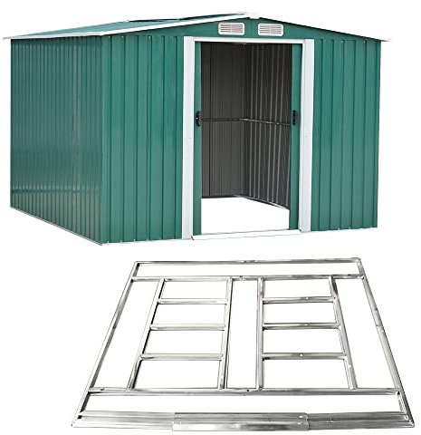 Outdoor Storage Metal Garden Apex Roof Storage Shed 6ft x 4ft/8ft x 4ft/ 8ft x 6ft/10ft x 8ft Green Or Grey Color