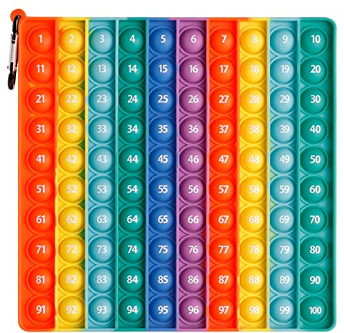 Pop On It Zahlen MEINRAUM Poppit 1-100 Push Bubble Fidget It Toys 20x20cm Plopper Spielzeug Stressabbau Sensory Toy für Kinder Aufklärung Digitaler, aus Silikon Antistress Lernspielzeug
