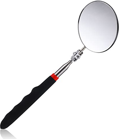 Specchietto Telescopico per Ispezione, Circolare Specchietti Ispezione con Impugnatura Estesa Specchi per Ispezione per Controllo delle Condizioni del Veicolo (Maniglia da 26~75cm)