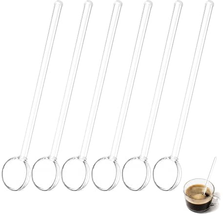 CALLARON 6 Stück Glaslöffel Mit Langen Griff Glas Teelöffel Kaffeerührlöffel Aus Klarem Glas Für Kaffee Tee Espresso Dessert Küche Und Themenpartys