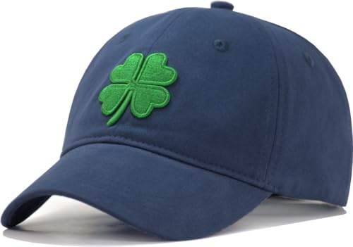 TSSGBL Toddler & Little Kids Baseball Hat with Embroidered Lucky Clover - Adjustable Cotton Cute Child Boys Girls Golf Ball Cap St. Patrick's Day Shamrock Hat, Ideal Gift - Navy Blue