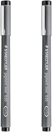 STAEDTLER 308 Pigment Liner Fineliner, 0,05 mm, schwarze Tinte, 2 Stück
