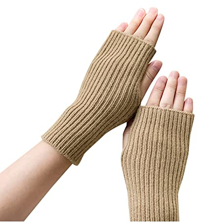 Fulidngzg Pulswärmer Herren Warm Wolle Winterhandschuhe Handstulpen Y2K Schwarz Armstulpen Fingerless Gloves Teenager Mädchen Touchscreen Ohne Finger Fingerlose Handschuhe