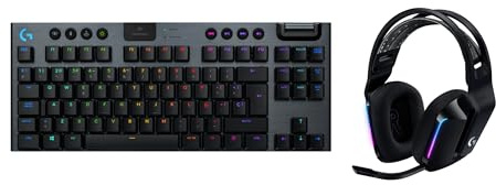 Logitech G733, Auriculares inalámbricos con micrófono Lightspeed con Blue Vo!CE y G915 TKL, Teclado mecánico inalámbrico Lightspeed RGB para Gaming sin sección numérica – PC/Mac - Negro