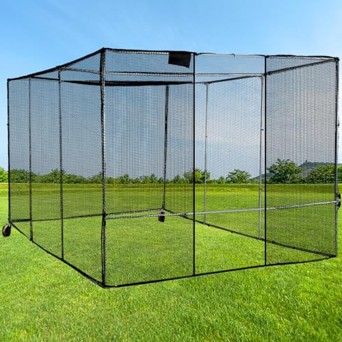 Doubleriver Baseball Softball Batting Cages for Backyard: 10X16.4X8FT Portable Steel Frame Heavy Duty Net with Wheels for Youth&Adult Training