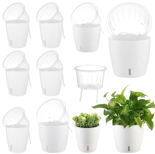 Selbstbewässernde Töpfe für Zimmerpflanzen mit Indikator, Orchideentopf mit transparentem Dochttopf für Orchideen, afrikanischer Veilchen-Topf für Afrikanische Veilchen, selbstbewässernder Übertopf