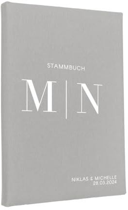 Hochzeitideal Stammbuch der Familie 'Luna' Nr. 310 inkl. Personalisierung (Hellgrau, Klassisch mit 6-Fach Ringmechanik)