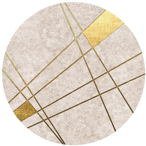 wandmotiv24 Runde Fototapete Abstrakte goldene Linien, selbstklebende Strukturtapete 260g - Extra-Groß - (200x200cm) M0009