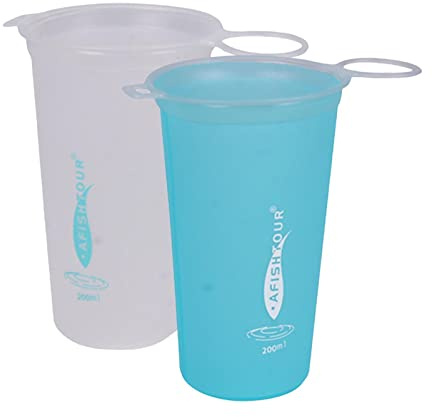 Huayeex 2 Faltbecher, 200ml Faltbarer Wasserbecher, TPU Soft Cup, Faltbarer Reisebecher, Klappbecher, Platzsparende Wiederverwendbares Faltbarer Becher Für Picknicks Camping Ausflüge Outdoor Wandern
